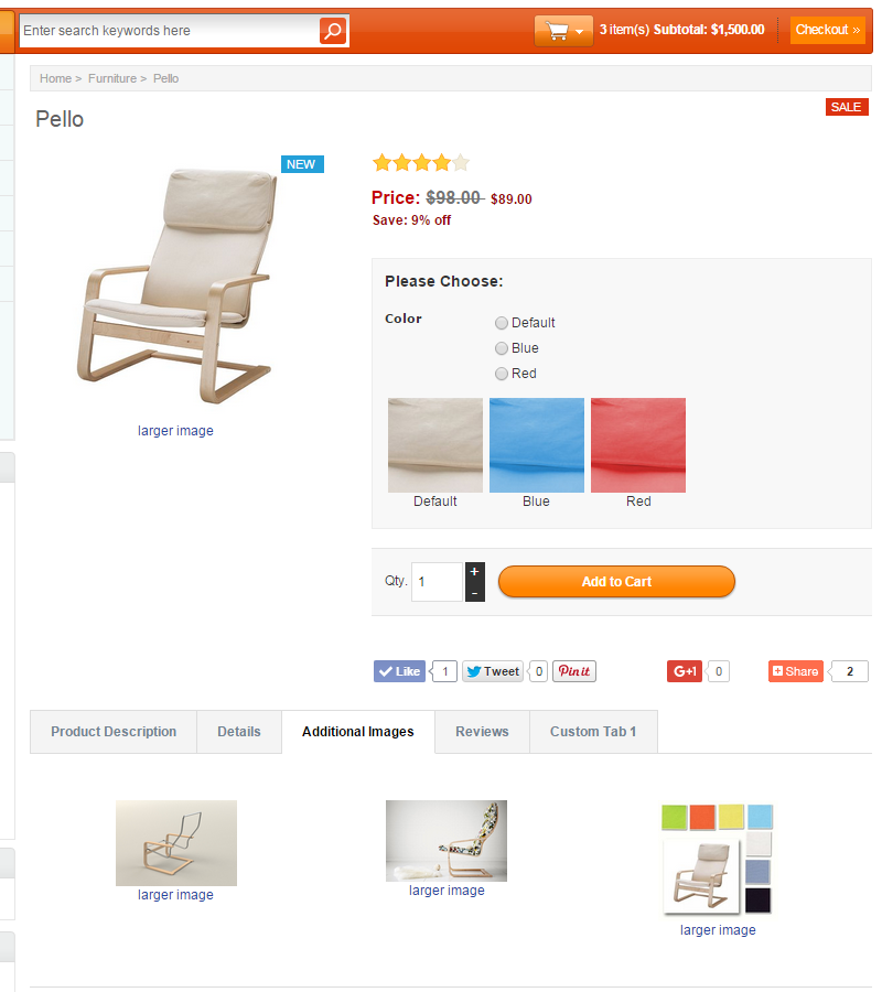 Tabs on product page