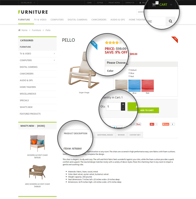 Tabs on product page