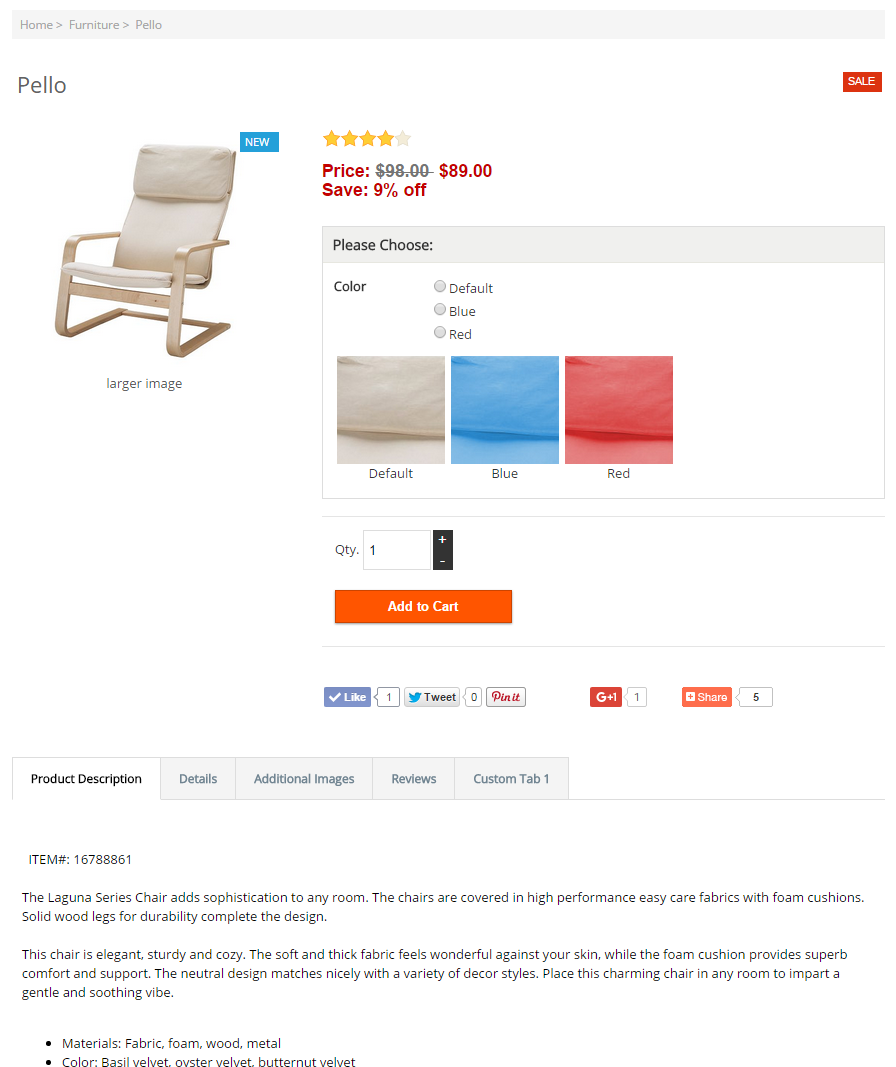 Tabs on product page