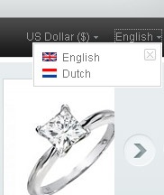 Language/currency popup